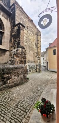Pension Alter Bischofshof Naumburg: Blick aus dem Fenster. Foto: Beate Ziehres, Reiselust-Mag