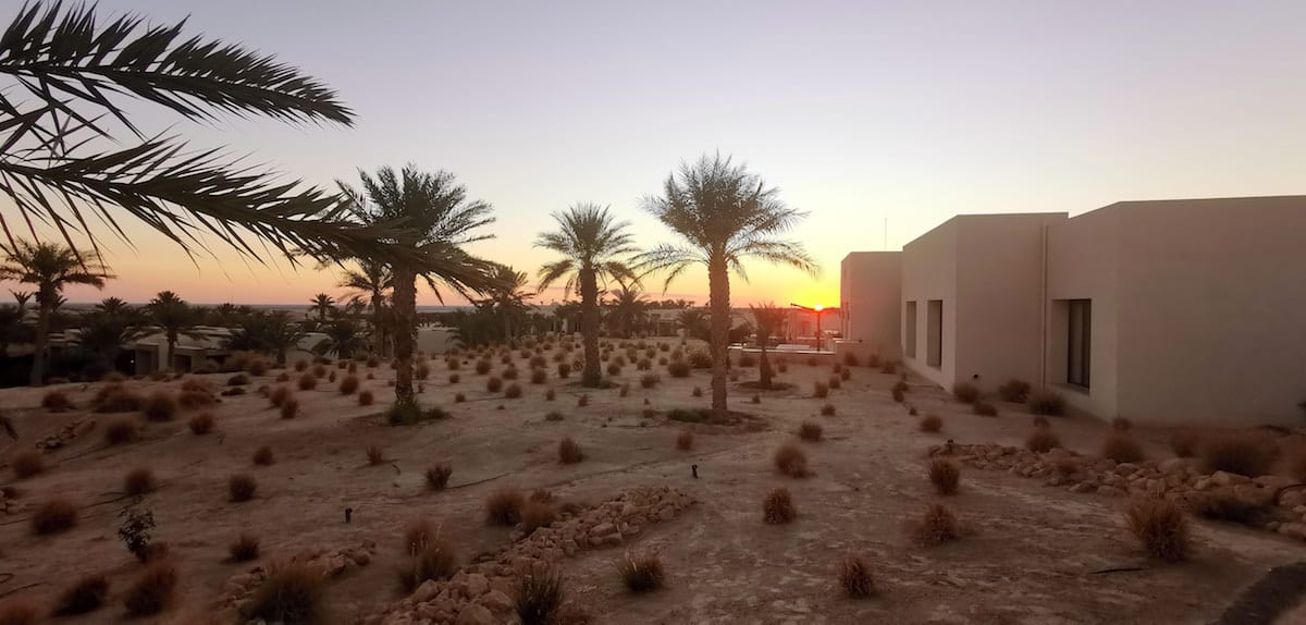 Sonnenuntergang im Anantara Sahara Tozeur Resort & Villa, Tunesien. Foto: Beate Ziehres, Reiselust-Mag