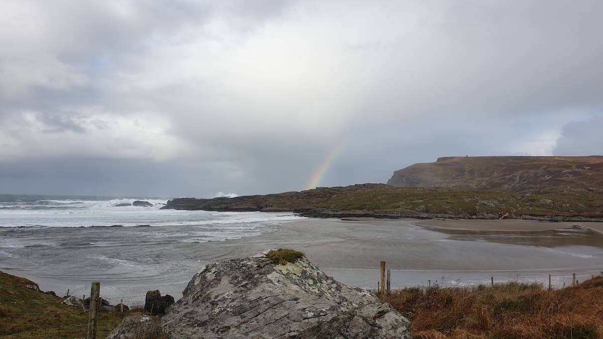 Regenbogen am Strand von Glen