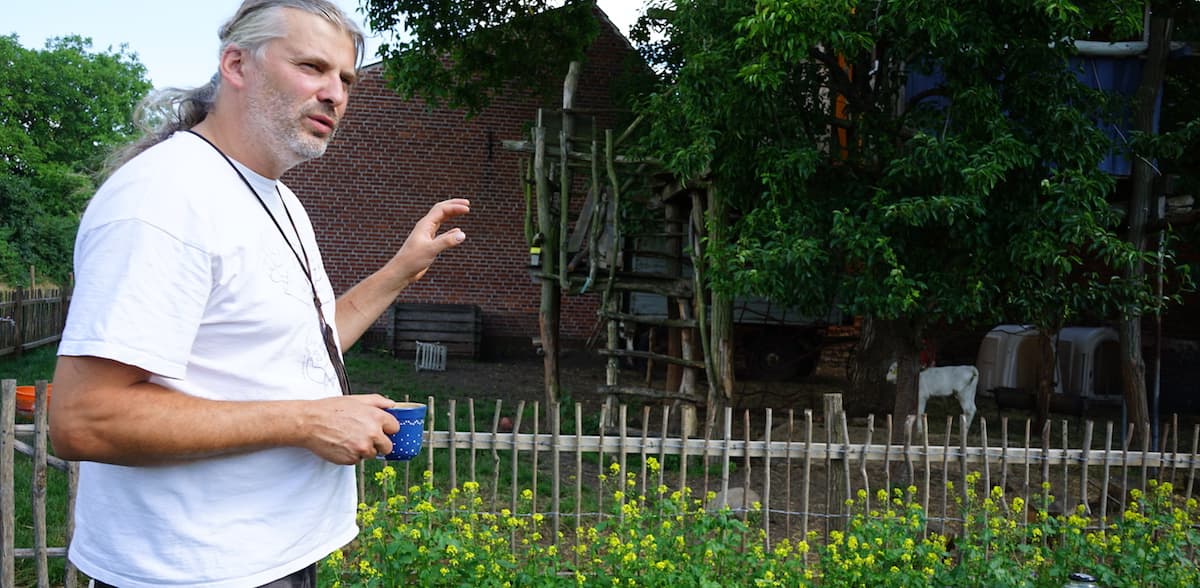 Tangerhütte, Cobbel: Christian Warnke erklärt, warum das Kälbchen im Garten ist – Foto: Beate Ziehres